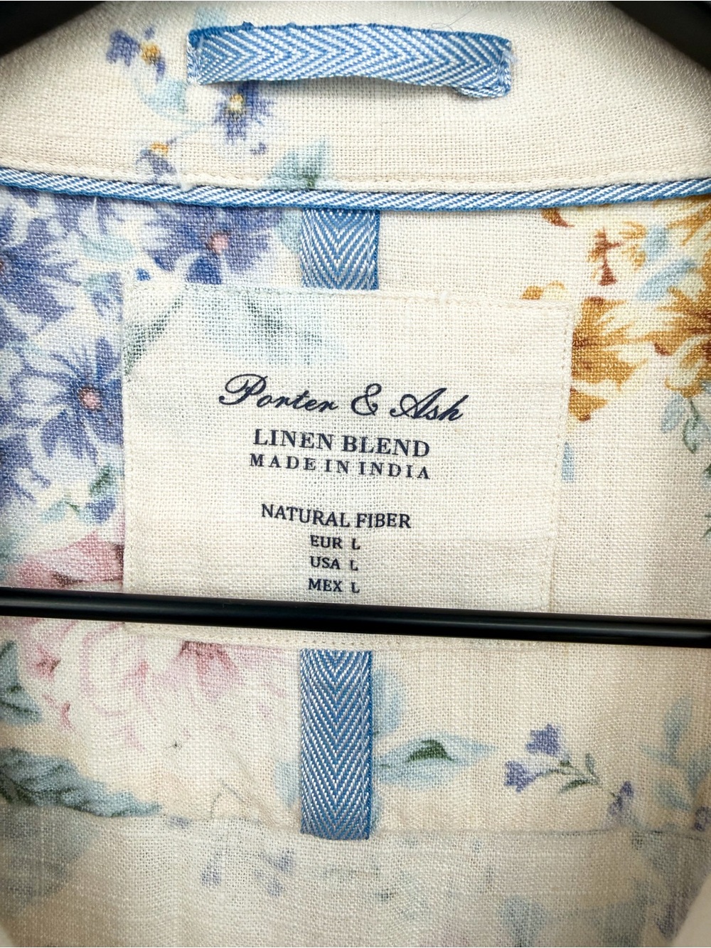 Men's Porter & Ash Pastel Floral Linen Blend Short Sleeve Shirt Large - Picture 6 of 8